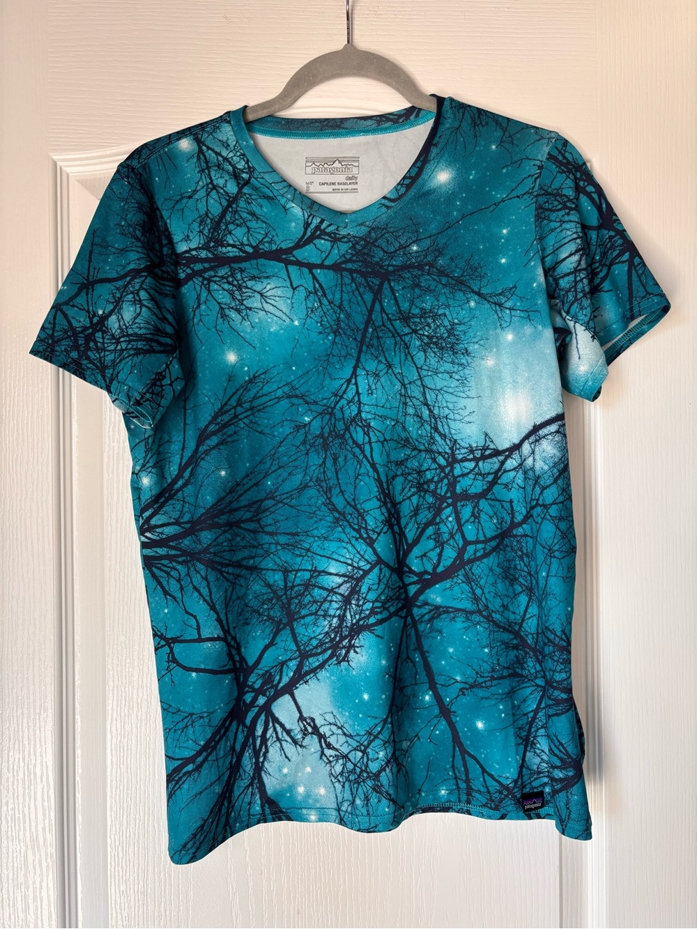 Patagonia Capilene Daily Baselayer short Sleeve Shirt with Tree and Star Graphic